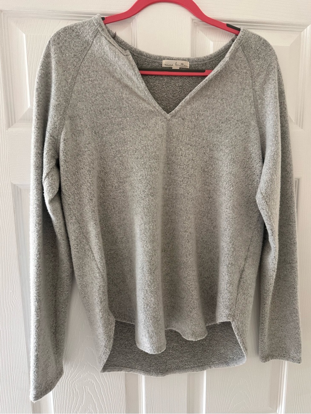 nine britton Light Gray V-Neck Cozy Knit Sweater